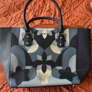 Michael Kors Black and Gray Floral Tote